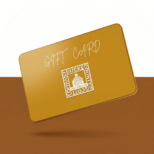 Bucks County Biscotti Gift Card with brown background